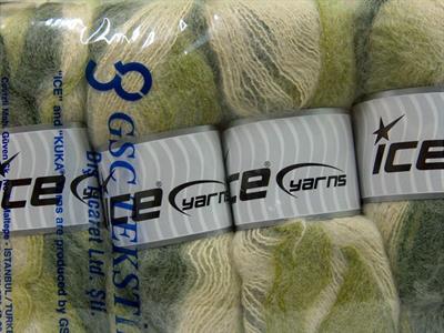 4x100gr. BERMUDA MOHAIR Akrilik, Tiftik Krem, Yeşil Tonları Kışlık, Tiftik