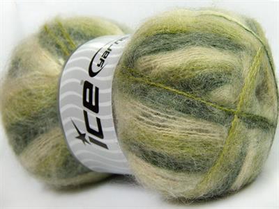 4x100gr. BERMUDA MOHAIR Akrilik, Tiftik Krem, Yeşil Tonları Kışlık, Tiftik