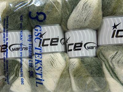 4x100gr. BERMUDA MOHAIR Akrilik, Tiftik Beyaz, Yeşil Tonları Kışlık, Tiftik
