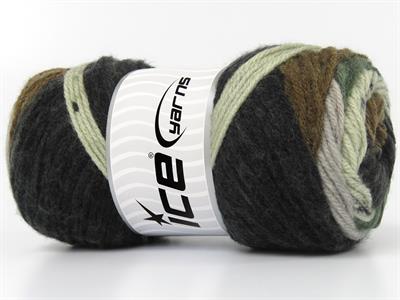 Lot of 4 x 100gr Skeins Ice Yarns BIG BANG Yarn Black Brown Shades Grey Shades Khaki Shades