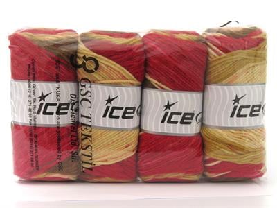 Lot of 4 x 100gr Skeins Ice Yarns BIG BANG Yarn Red Shades Brown Shades