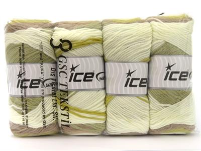Lot of 4 x 100gr Skeins Ice Yarns BIG BANG Yarn Khaki Shades Camel Light Cream