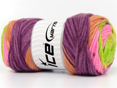 Lot of 4 x 100gr Skeins Ice Yarns BIG BANG Yarn Orange Pink Green Shades Purple