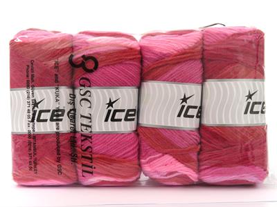 Lot of 4 x 100gr Skeins Ice Yarns BIG BANG Yarn Pink Shades Red Light Lilac