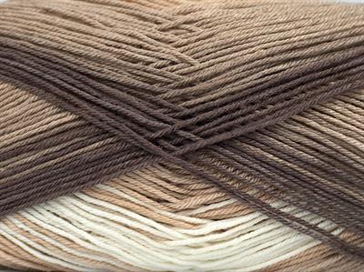 4x100gr. BISCUIT  Kahverengi Tonları, Açık Krem Kışlık, Düz iplikler, Batik Desenli, 100% Akrilik