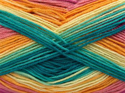 4x100gr. BISCUIT  Altın, Yeşil Tonları, Pembe tonları Kışlık, Düz iplikler, Batik Desenli, 100% Akrilik