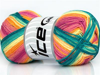 4x100gr. BISCUIT  Altın, Yeşil Tonları, Pembe tonları Kışlık, Düz iplikler, Batik Desenli, 100% Akrilik