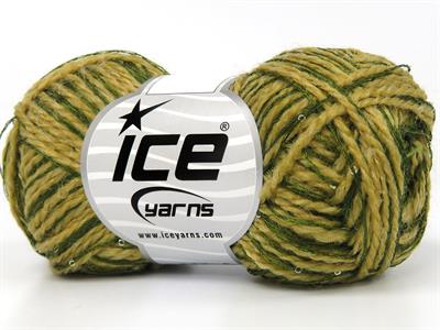 8x50gr. BOB Akrilik Haki, Açık Kamel Metalik Simli, Kışlık, Boncuklu Pullu, Worsted, Düz, Akrilik