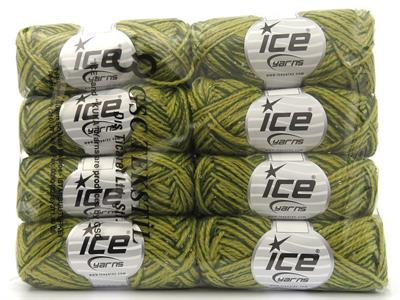 8x50gr. BOB Akrilik Haki, Açık Kamel Metalik Simli, Kışlık, Boncuklu Pullu, Worsted, Düz, Akrilik