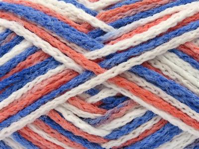 4x100gr. BONFIRE AIR Akrilik Mavi, Beyaz, Somon Yazlık İplikler, Düz iplikler, Batik Desenli, Kalın, Zincir