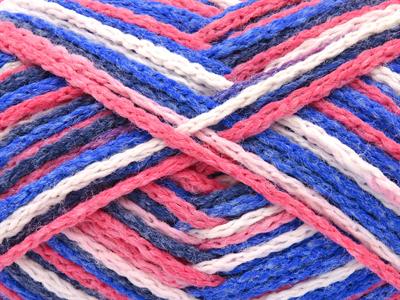 4x100gr. BONFIRE AIR Akrilik Beyaz, Somon, Mavi Tonları Yazlık İplikler, Düz iplikler, Batik Desenli, Kalın, Zincir