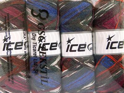 4x100gr. BONITO ETHNIC Akrilik, Yün Mavi, Beyaz, Bordo, Bakır, Gri Tonları Kışlık, Yün, Batik Desenli