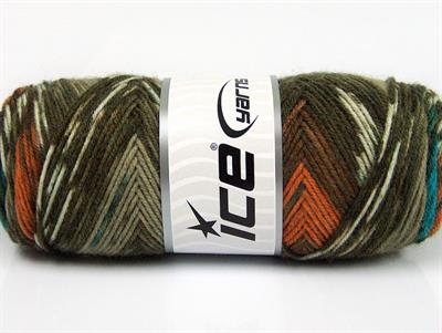 4x100gr. BONITO ETHNIC Akrilik, Yün Kahverengi, Turuncu, Turkuaz, Haki Tonları Kışlık, Yün, Batik Desenli