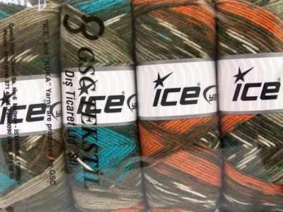 4x100gr. BONITO ETHNIC Akrilik, Yün Kahverengi, Turuncu, Turkuaz, Haki Tonları Kışlık, Yün, Batik Desenli