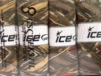 4x100gr. BONITO ETHNIC Akrilik, Yün Krem, Kahverengi Tonları, Bakır Kışlık, Yün, Batik Desenli