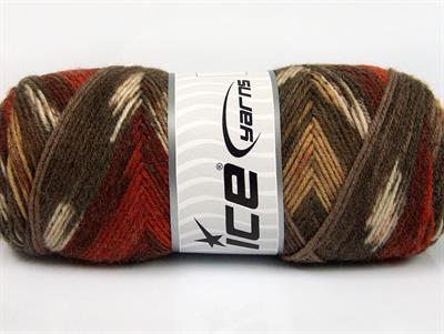 4x100gr. BONITO ETHNIC Akrilik, Yün Krem, Kahverengi Tonları, Bakır Kışlık, Yün, Batik Desenli