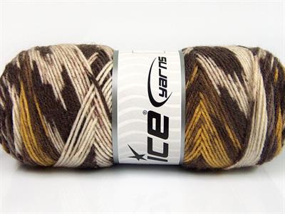 4x100gr. BONITO ETHNIC Akrilik, Yün Krem, Sarı, Kahverengi Tonları Kışlık, Yün, Batik Desenli