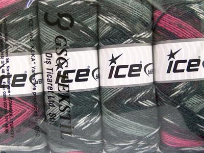 4x100gr. BONITO ETHNIC Akrilik, Yün Pembe, Gri Tonları Kışlık, Yün, Batik Desenli