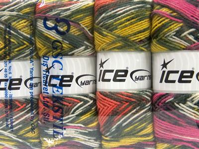 4x100gr. BONITO ETHNIC Akrilik, Yün Pembe, Turuncu, Sarı, Haki Kışlık, Yün, Batik Desenli