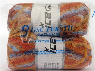 2x150gr. BOUCLE WOOL MAGIC Yün, Akrilik Mavi Tonları, Turuncu Tonları Kışlık, Yün, Buklet, Çok Kalın, Batik Desenli, Akrilik