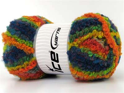 2x150gr. BOUCLE WOOL MAGIC Yün, Akrilik Yeşil, Turuncu, Sarı, Turkuaz Tonları Kışlık, Yün, Buklet, Çok Kalın, Batik Desenli, Akrilik