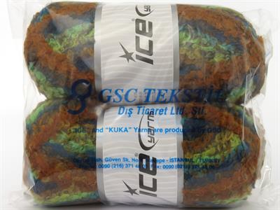 2x150gr. BOUCLE WOOL MAGIC Yün, Akrilik Yeşil, Turkuaz, Altın, Bakır Kışlık, Yün, Buklet, Çok Kalın, Batik Desenli, Akrilik