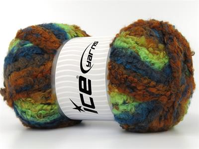 2x150gr. BOUCLE WOOL MAGIC Yün, Akrilik Yeşil, Turkuaz, Altın, Bakır Kışlık, Yün, Buklet, Çok Kalın, Batik Desenli, Akrilik