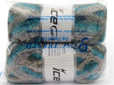 2x150gr. BOUCLE WOOL MAGIC Yün, Akrilik Gri Tonları, Turkuaz Tonları Kışlık, Yün, Buklet, Çok Kalın, Batik Desenli, Akrilik