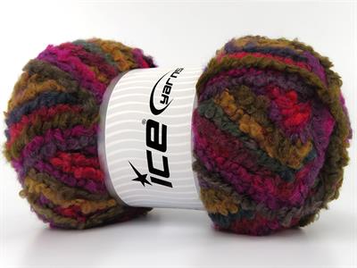 2x150gr. BOUCLE WOOL MAGIC Yün, Akrilik Kırmızı, Altın, Deve Tüyü, Fuşya, Çamurcun Kışlık, Yün, Buklet, Çok Kalın, Batik Desenli, Akrilik