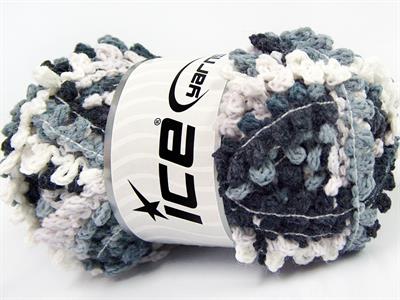 4x100gr. BOUCLERON CHAIN Akrilik Siyah, Beyaz, Gri, Bej Buklet, Çok Kalın, Batik Desenli