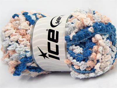 4x100gr. BOUCLERON CHAIN Akrilik Açık Somon, Mavi Tonları Buklet, Çok Kalın, Batik Desenli