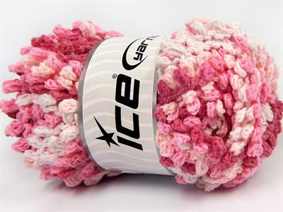 4x100gr. BOUCLERON CHAIN Akrilik Beyaz, Pembe tonları Buklet, Çok Kalın, Batik Desenli