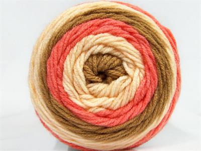 Lot of 2 x 140gr Skeins Ice Yarns CAKES Hand Knitting Yarn Salmon Cream Khaki