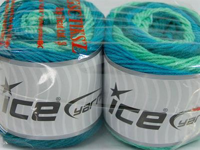 Lot of 2 x 140gr Skeins Ice Yarns CAKES Yarn Turquoise Teal Mint Green