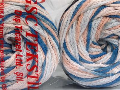 Lot of 2 x 150gr Skeins Ice Yarns CAKES AIR Yarn Blue Beige Light Salmon