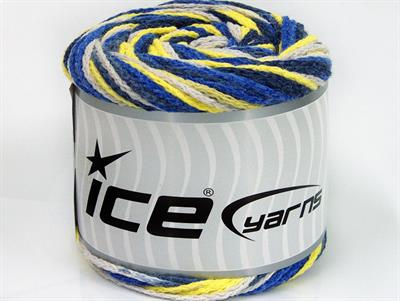 Lot of 2 x 150gr Skeins Ice Yarns CAKES AIR Yarn Blue Shades Beige Neon Yellow