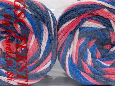 Lot of 2 x 150gr Skeins Ice Yarns CAKES AIR Yarn Navy Blue Salmon White