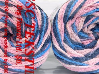 Lot of 2 x 150gr Skeins Ice Yarns CAKES AIR Yarn Blue Shades Pink Shades