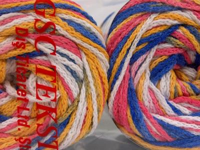 Lot of 2 x 150gr Skeins Ice Yarns CAKES AIR Yarn Gold White Purple Salmon Pink