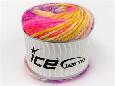 Lot of 2 x 150gr Skeins Ice Yarns CAKES ALPINE ANGORA (20% Angora) Yarn Ecru Purple Shades Fuchsia Gold