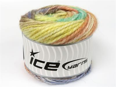 Lot of 2 x 150gr Skeins Ice Yarns CAKES ALPINE ANGORA (20% Angora) Yarn Yellow Green Salmon Blue Purple Shades