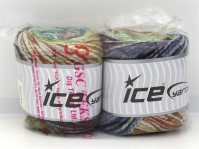 Lot of 2 x 150gr Skeins Ice Yarns CAKES ALPINE ANGORA (20% Angora) Yarn Ecru Turquoise Copper Green Navy