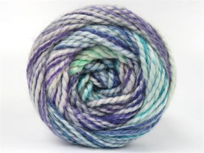 Lot of 2 x 150gr Skeins Ice Yarns CAKES ALPINE ANGORA (20% Angora) Yarn Ecru Purple Green Shades