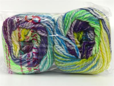 Lot of 2 x 150gr Skeins Ice Yarns CAKES ALPINE ANGORA (20% Angora) Yarn Ecru Purple Yellow Turquoise Green Shades