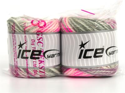 Lot of 2 x 150gr Skeins Ice Yarns CAKES ALPINE ANGORA (20% Angora) Yarn Grey Shades Pink Shades White