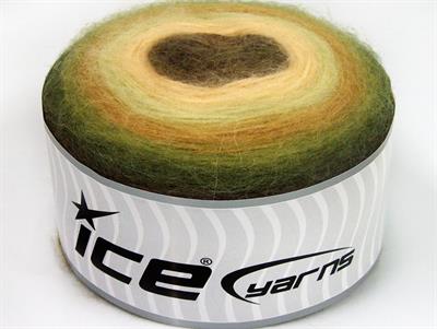 Lot of 2 x 200gr Skeins Ice Yarns CAKES ANGORA (20% Angora 20% Wool) Yarn Green Shades Cream Brown