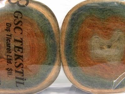 Lot of 2 x 200gr Skeins Ice Yarns CAKES ANGORA (20% Angora 20% Wool) Yarn Brown Shades Khaki Light Salmon