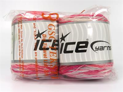 Lot of 2 x 140gr Skeins Ice Yarns CAKES ANTIPILLING SPRAY Yarn Pink Shades Light Grey