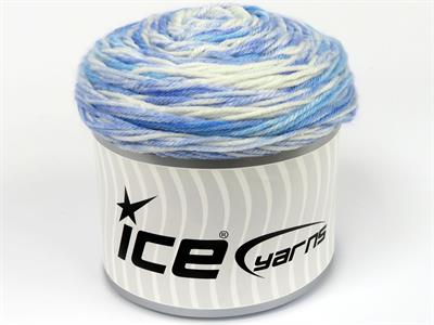 Lot of 2 x 140gr Skeins Ice Yarns CAKES ANTIPILLING SPRAY Yarn Blue Light Blue White