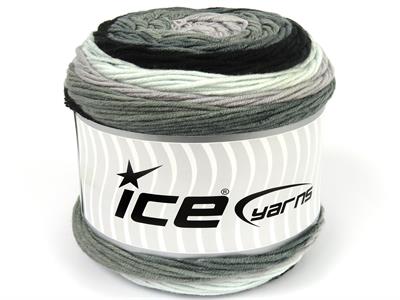Lot of 2 x 200gr Skeins Ice Yarns CAKES ARAN Yarn Black Grey White